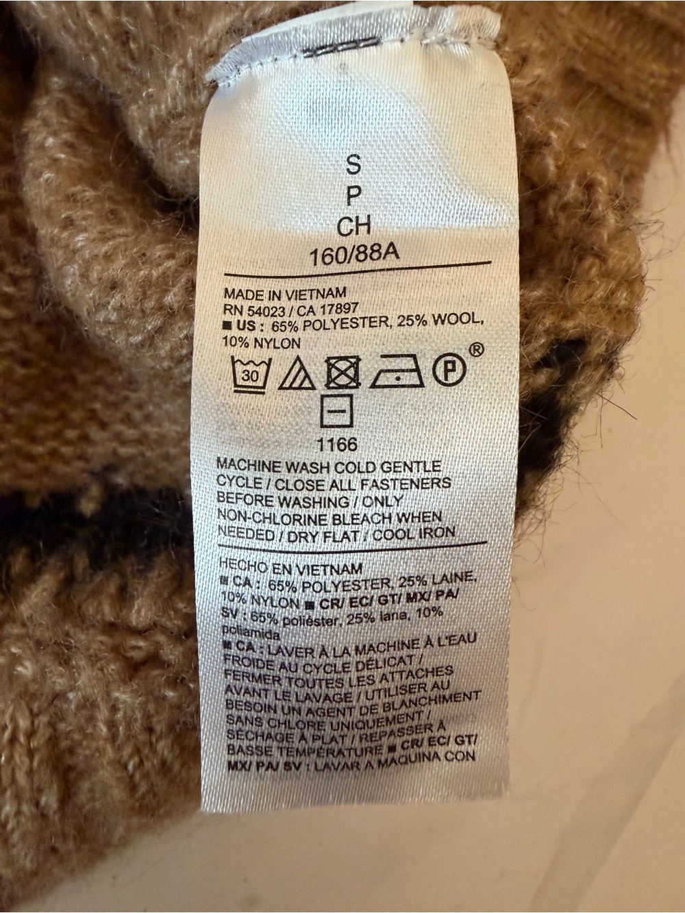Old Navy Brown Horse Intarsia V-Neck Button Cardigan oversized Sz S Wool Blend - Picture 12 of 13
